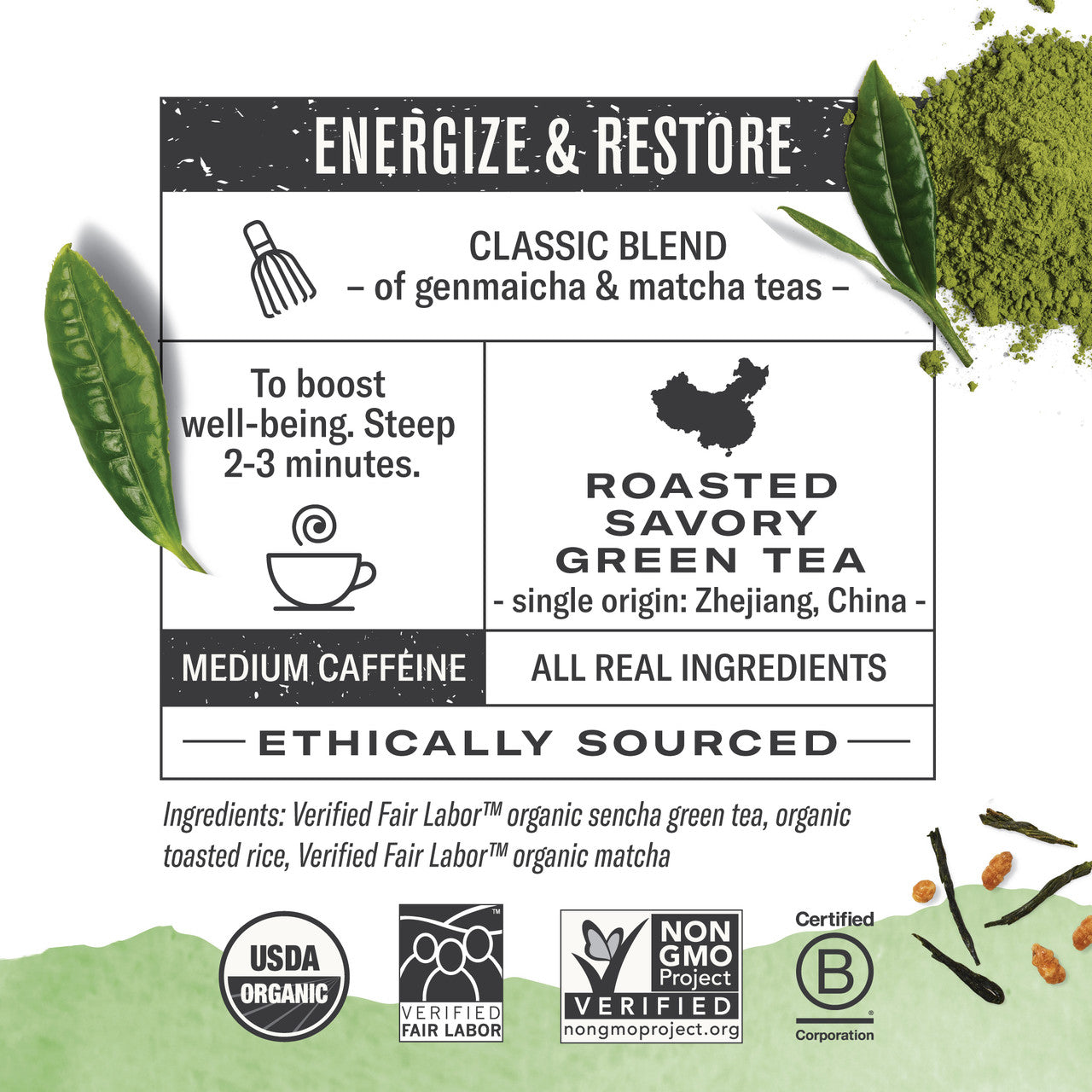 Numi Tea Matcha Toasted Rice Tea (6x16 Bag)-2